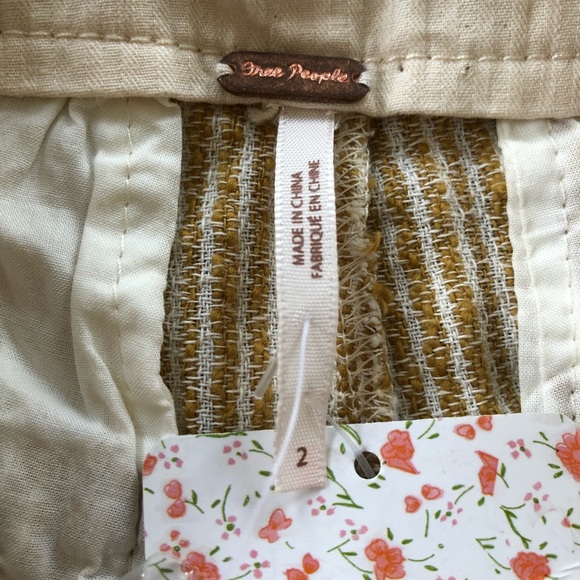 NWT Free People olive and cream pants tapered 2 - Picture 7 of 9